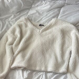 SHEIN Cozy White Fuzzy Sweater
